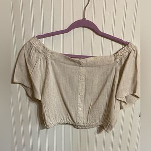 NWT bobiBLACK LINEN BLEND CROP TOP SIZE MEDIUM IN OATMEAL